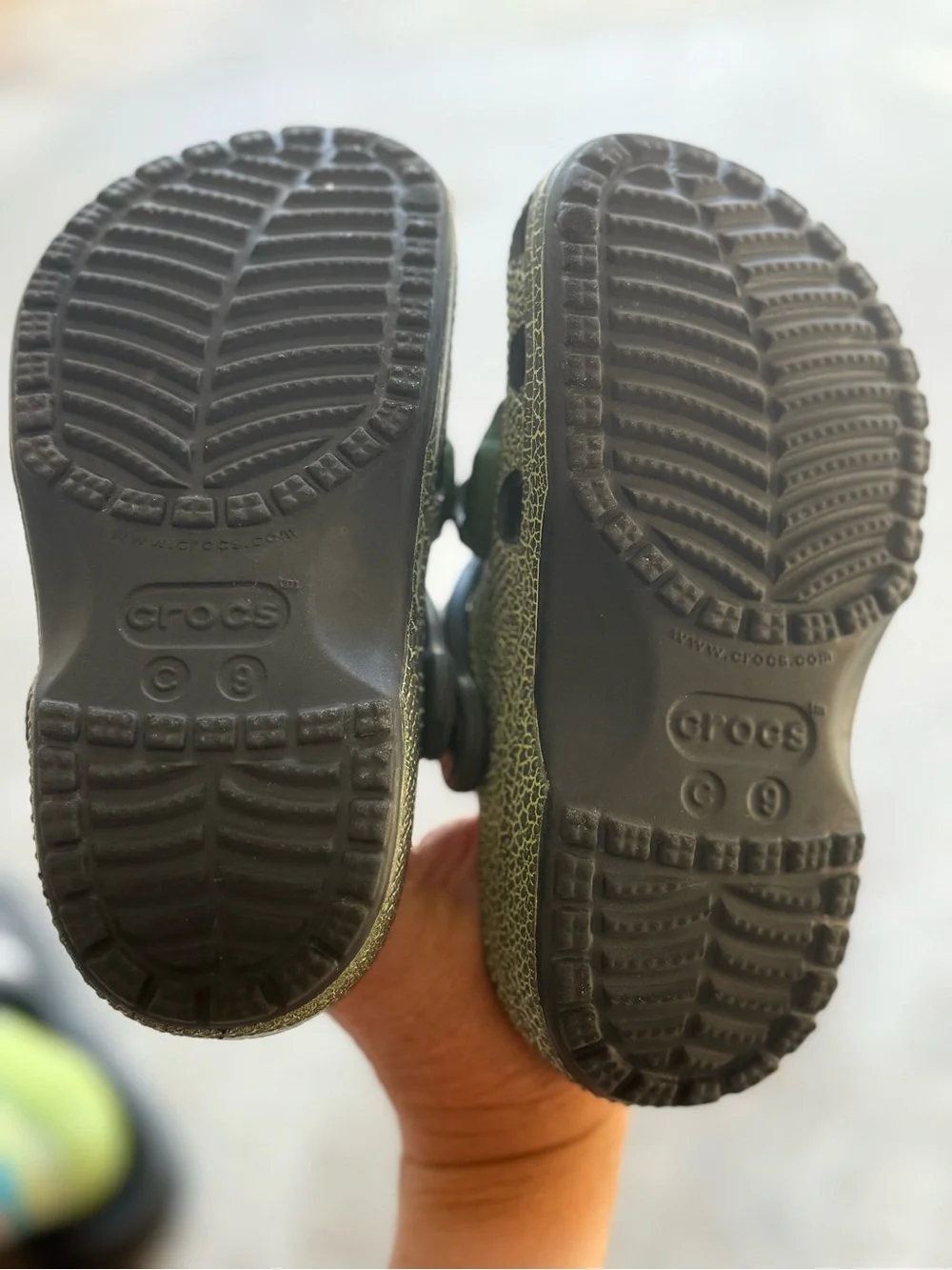 CROCS Kids Green Black Croc-Theme Clogs